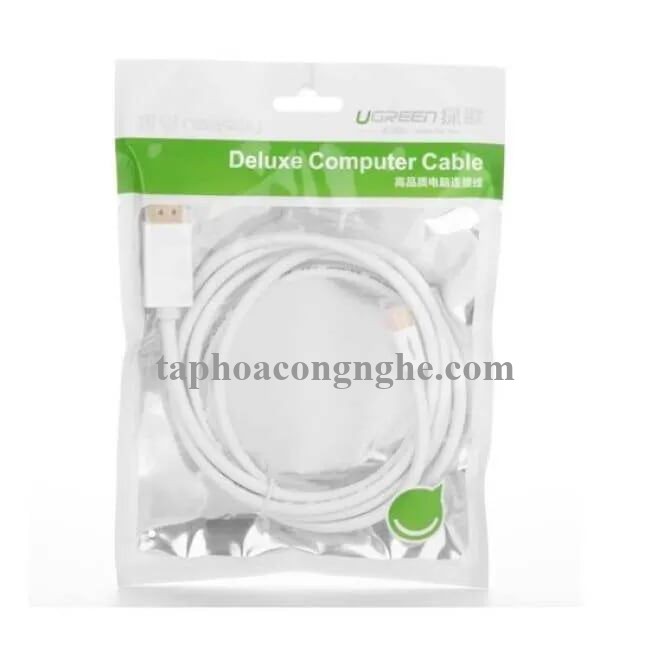 Ugreen 10423 3M Màu Trắng Cáp chuyển đổi Mini DP sang DisplayPort hỗ trợ phân giải 4K x 2K MD105 30010423